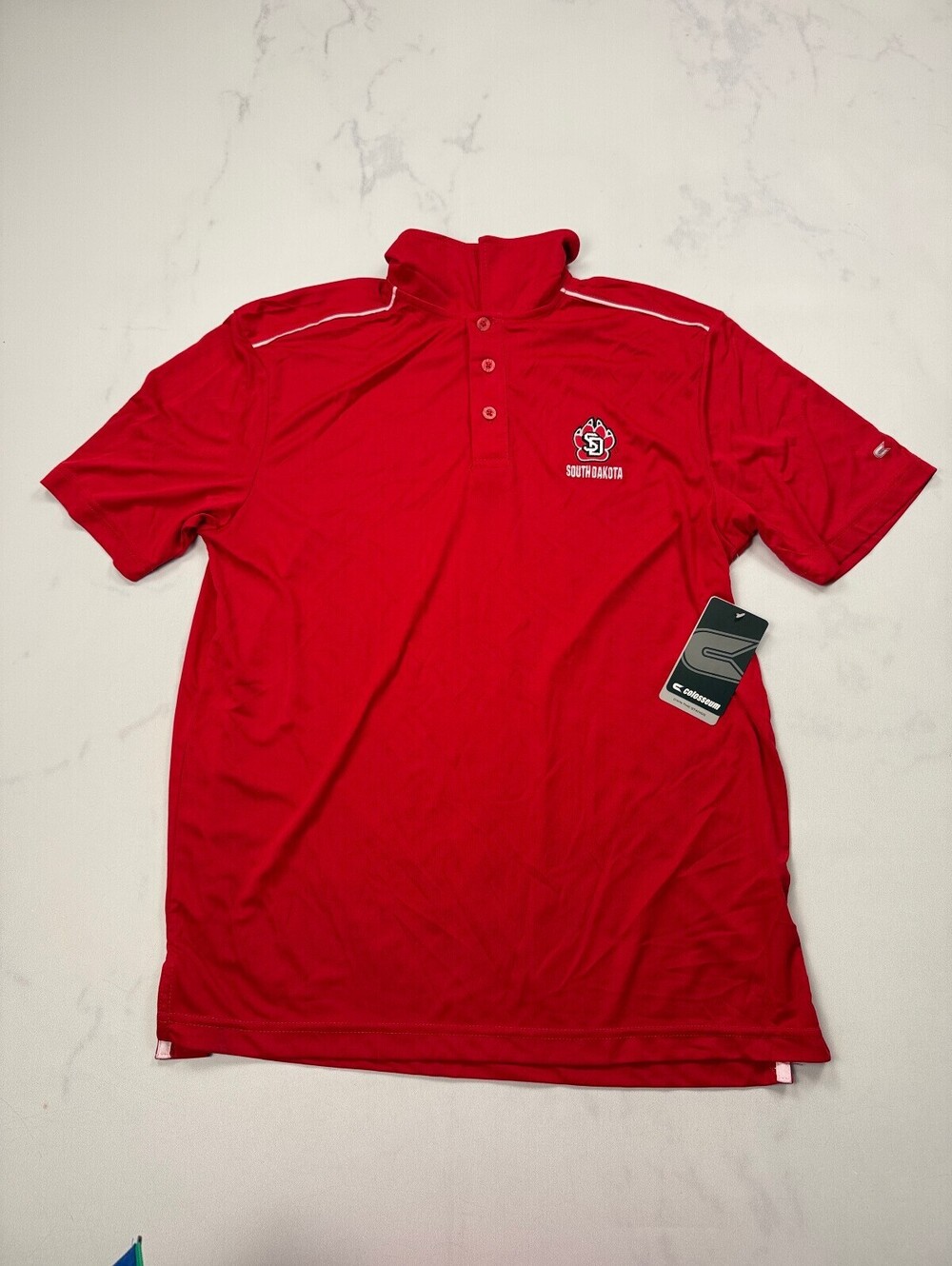 Colosseum South Dakota Polo Shirt Red Modern Collegiate - Mens M